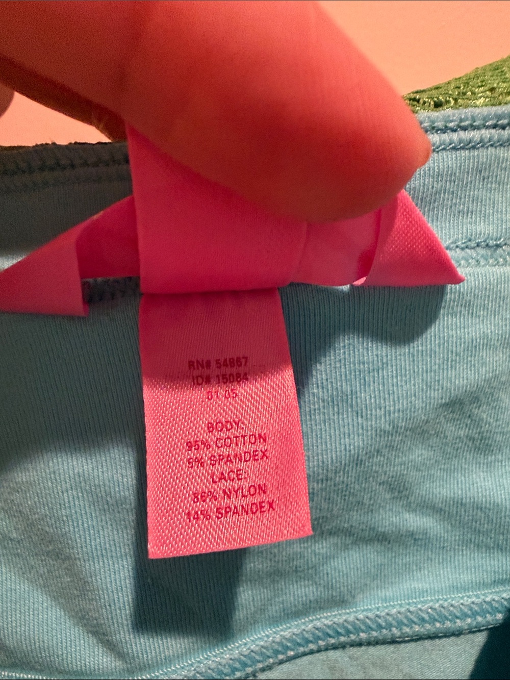 Pink Victoria secret blue and green lace cami tank size medium - Picture 4 of 4